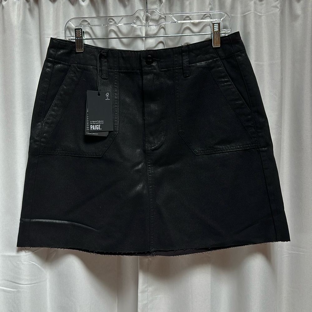 Paige Mayslie Utility coated denim skirt, size 30 NWT